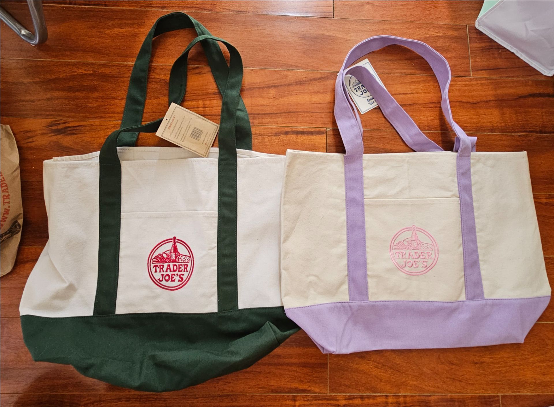 Trader Joe's Large Canvas Tote Bags (Set of 2)