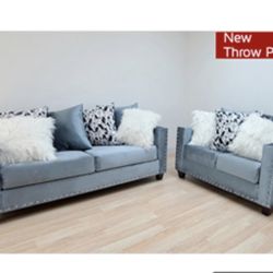 Beautiful Gray Two Piece Sofa Set
