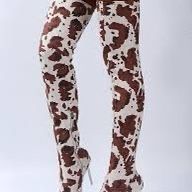 Cow Skin Thigh High Boots 