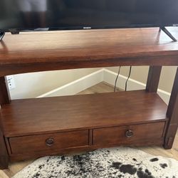 Solid Wood Console Table with Two Drawers