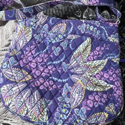 Vera Bradley Batik Leaves Hipster Crossbody Bag Purse Purple Pink Green NWT