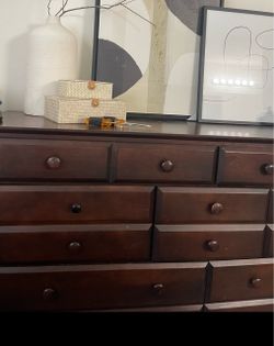 Dark Wood Dresser with Round Knobs