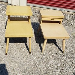 Vintage Midcentury 2 Tier Blonde End Tables