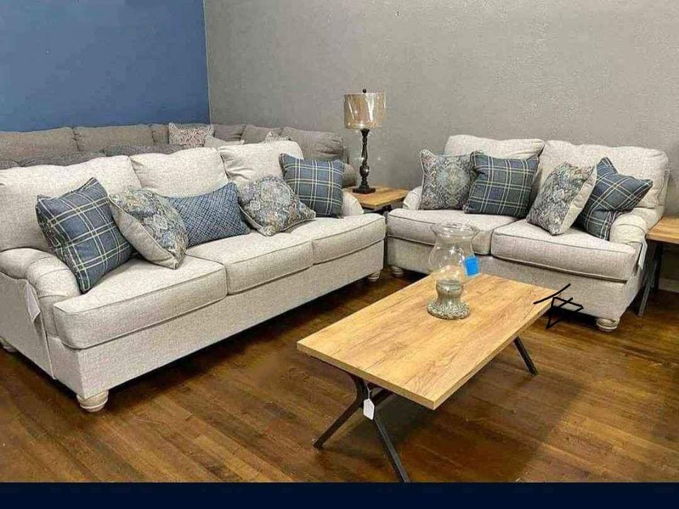 Traemore Linen Sofa And Loveseat$10 Down Payment And Financing Available