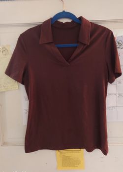 Brown Short Sleeve Collared Top