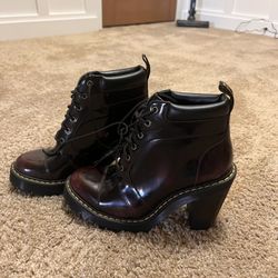 Dr. Martens cherry red heel booties