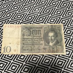 Vintage 🇩🇪 Germany 10 Reichsmark 1929 Banknote  German