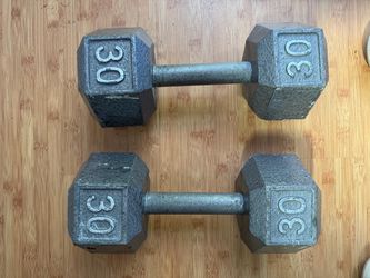 30 lb Cast Iron Hex Dumbbells Pair