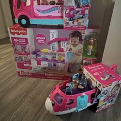 Fisher Price Little People Barbie Dreamhouse, Dream Plane, and Little Dream RV Camper