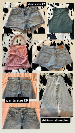 Never worn jeans or shorts 40$ shirts small medium never worn 5$