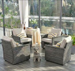 4-Piece Outdoor Wicker Patio Chair Set patio furniture patio chairs 🚎🆕🚛☑️