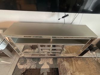 Mirrored TV Console with Drawers