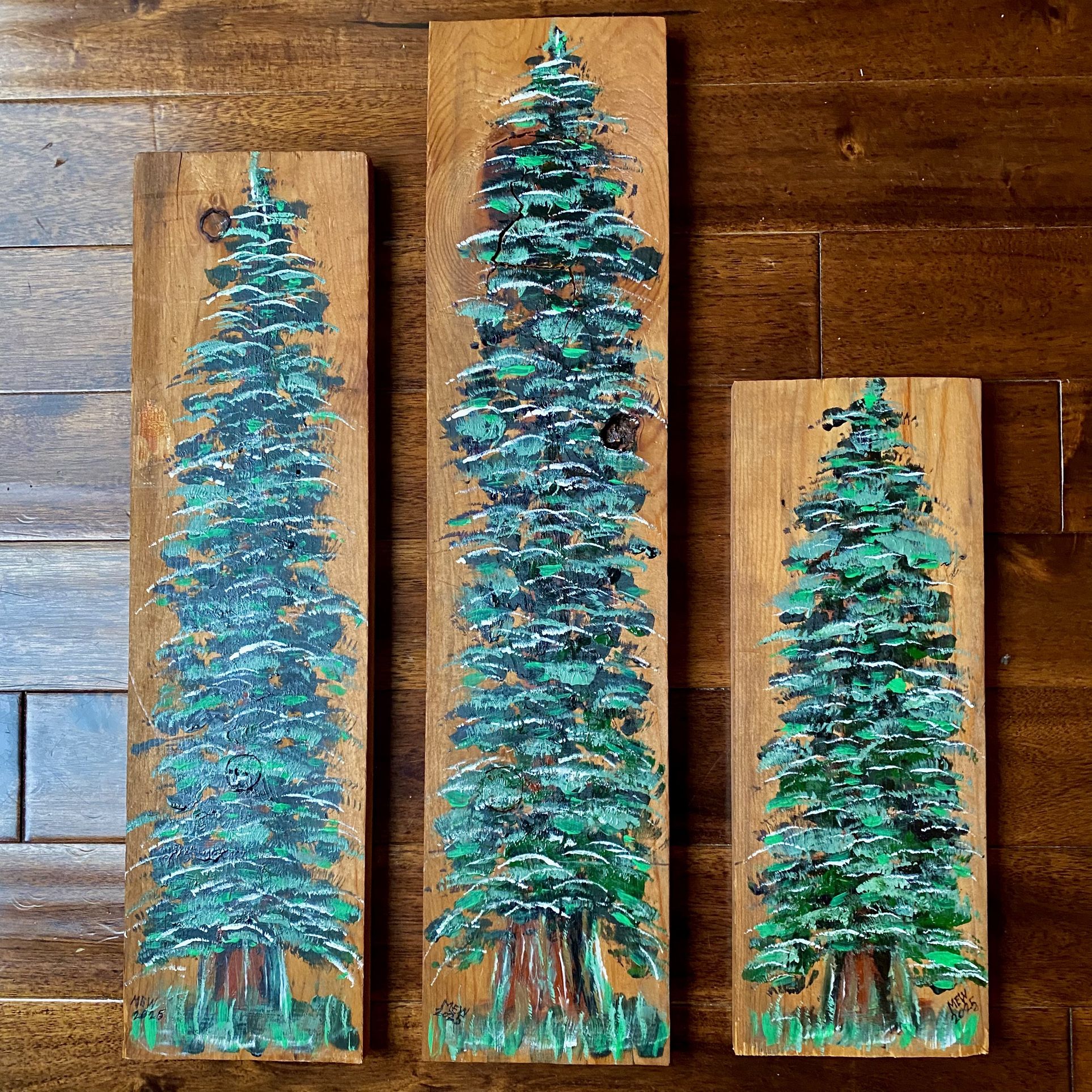 Hand painted PNW Plank Painting Set