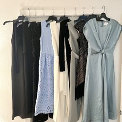 10 Piece Lot Of Dresses And Jumpsuits! XS/S/0/2, Satin Velvet Beaded Vince Camuto Express Tahari