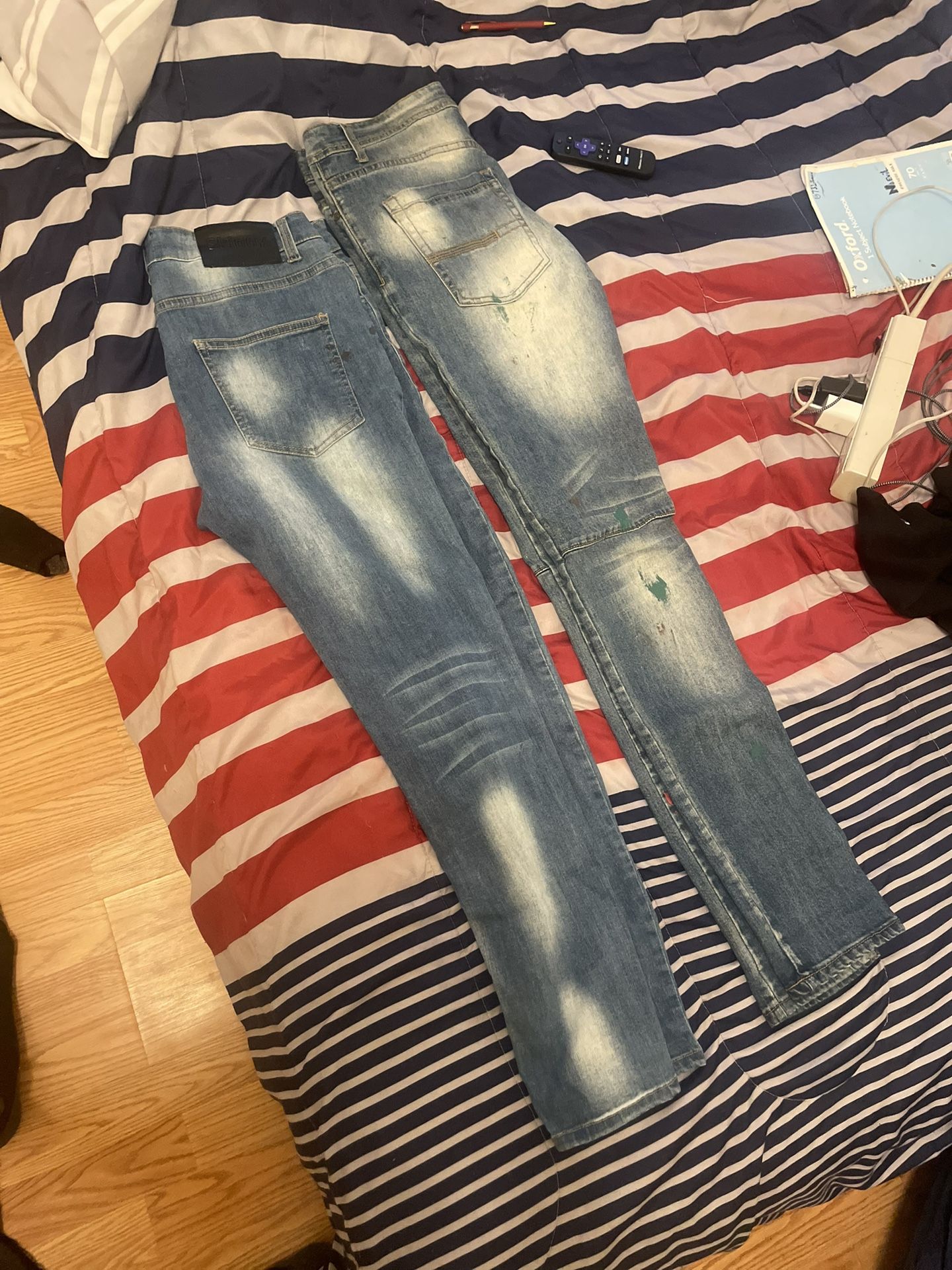 Dark stone washed denim