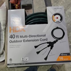 HDX 40 Ft Outdoor Extension Cord 16 Ga With 3 Way 6 Long 