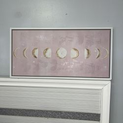 Cute Pink & Gold Moon Phases Wall Art Decor Painting