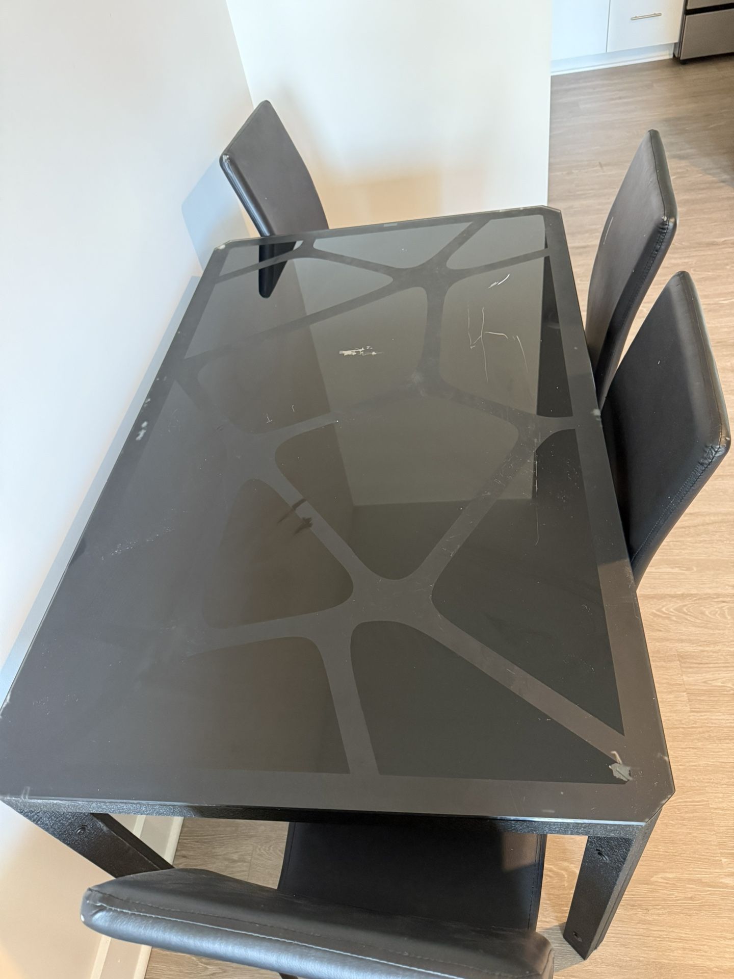 Glass Top Dining Table with 4 Chairs