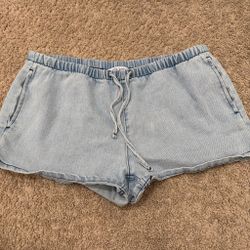 Light blue denim shorts