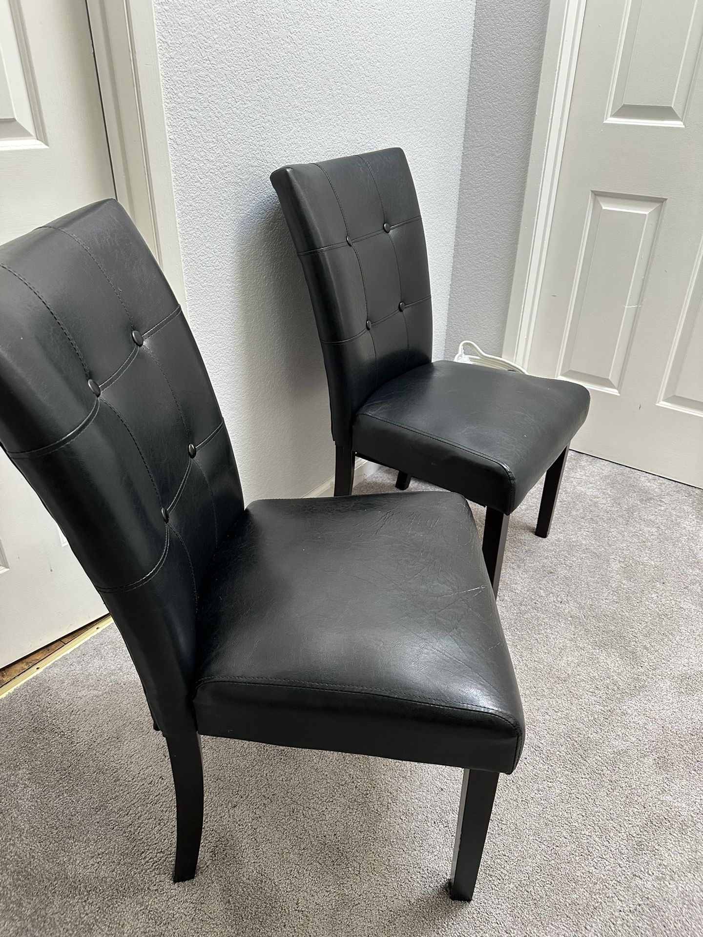 Two Black Kitchen Table Chairs