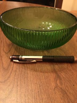 Green glass bowl