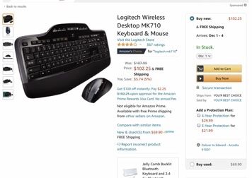 New Sealed Logitech Wireless Keyboard Mouse MK710