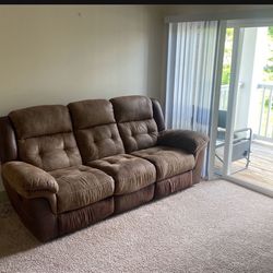 Brown reclining couch