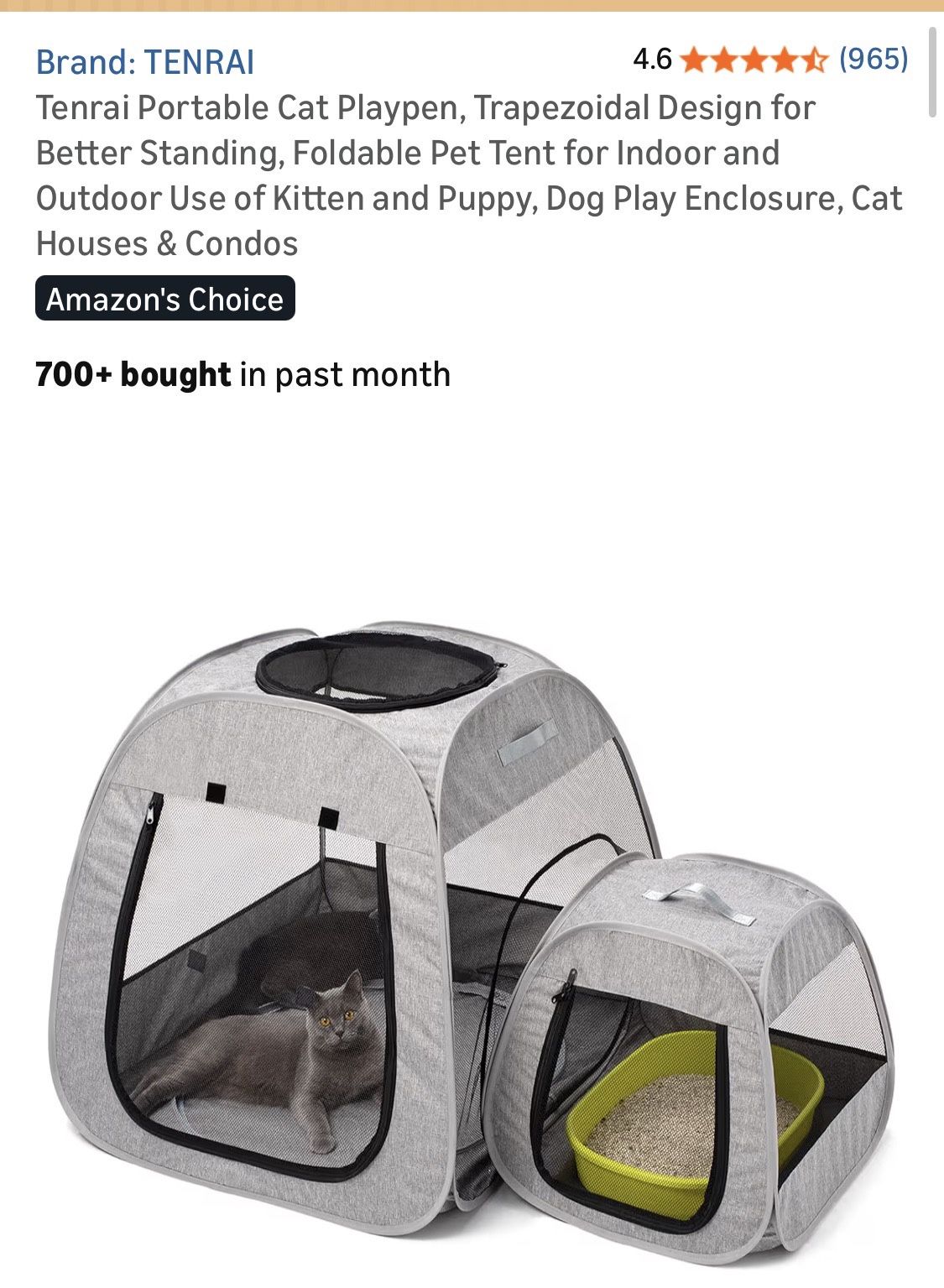 Tenrai New Portable Cat Play Pen