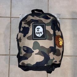 Bape Backpack Green Camo With Milo Attachment 
