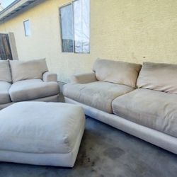 Beige Couch And Loveseat (WILL DELIVER)