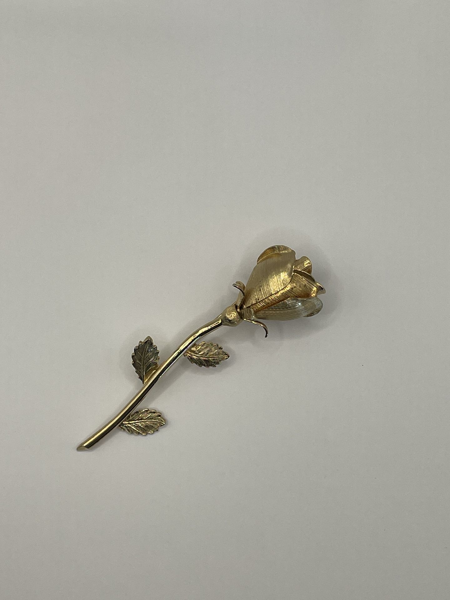  Vintage 4 Inch Rose Bud Stem Gold Tone Pin/Brooch 