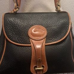 Dooney& Bourke Vintage Essex Bag In Black,With Dust Bag Rare 1990s. All Weather Leather.