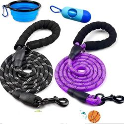 Black and Orange Dog Leash 6 FT Thick Durable Nylon Rope 