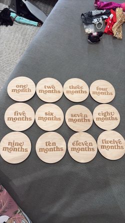 Wooden, Engraved Month Milestones