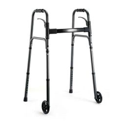 Compact Folding Walker for Seniors & Adults, Deluxe Lightweight Mobility Aids Walker with 5" Wheels and Trigger Release up to 300 lbs, Aluminium