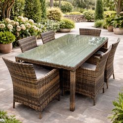 Patio furniture 9-pc dinning table set 8 chairs