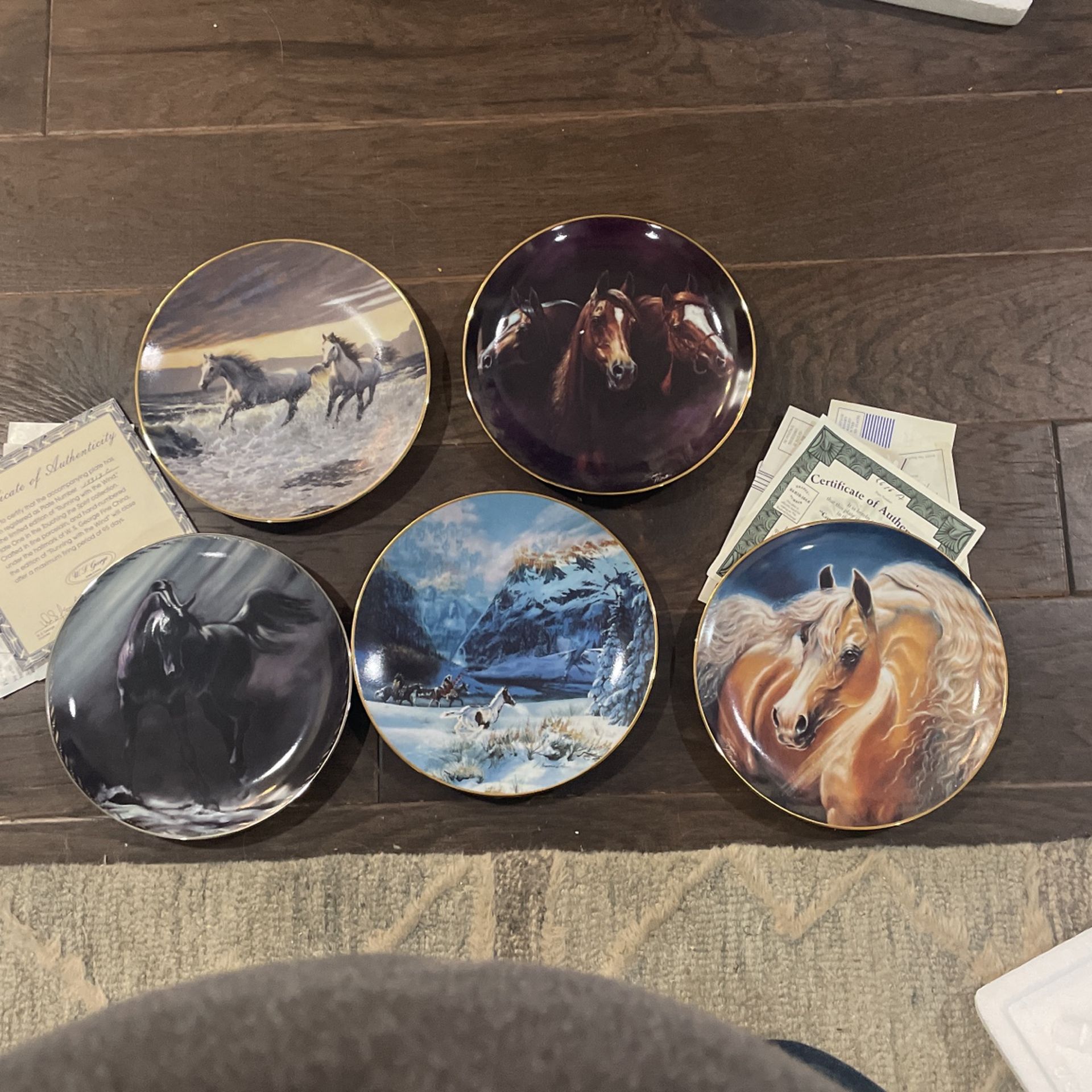 Limited Edition, Decorative Plates, Two With Certificate Of Ostent City Three Without Bundle Deal
