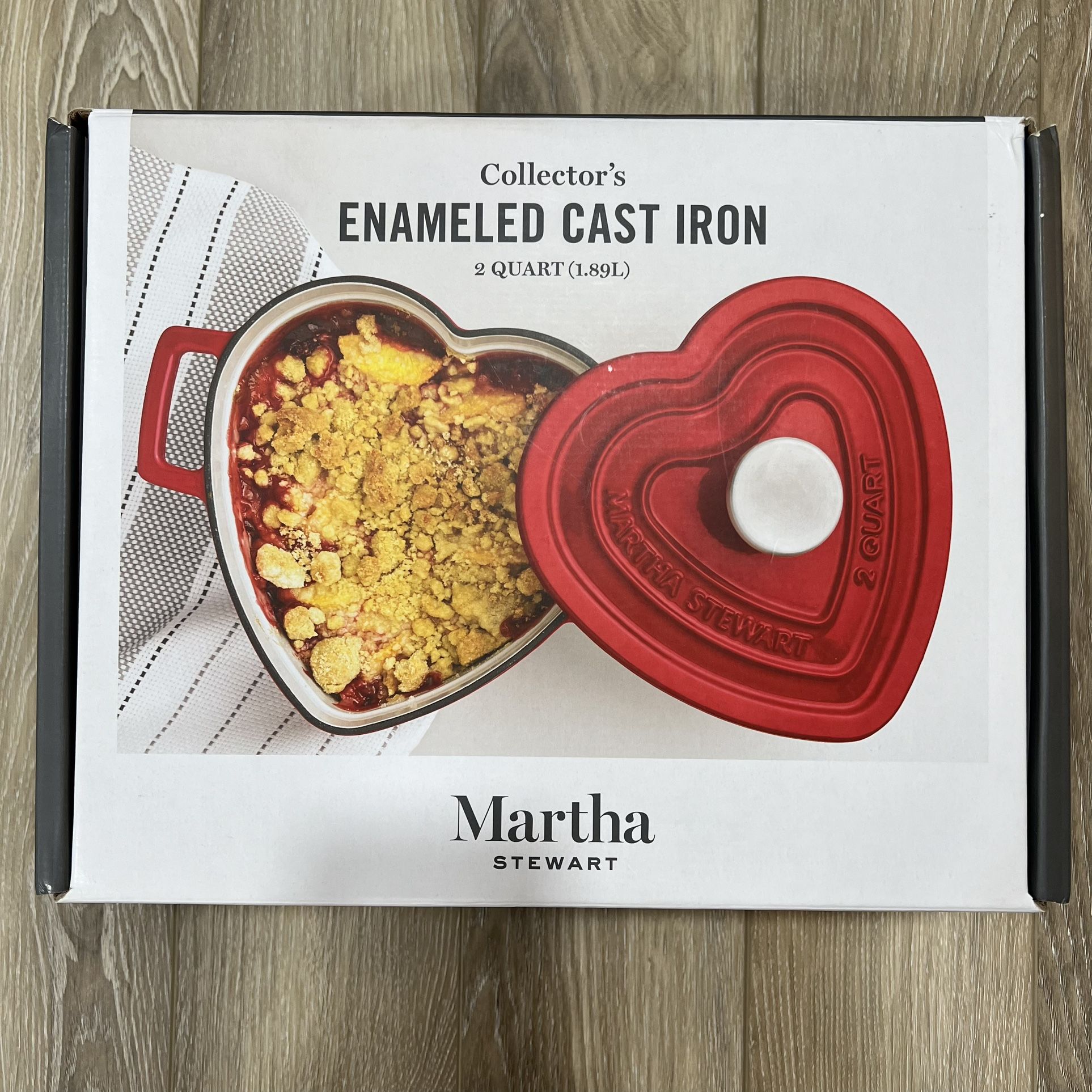 New Martha Stewart Collection Enameled Cast Iron QT Heart Shaped