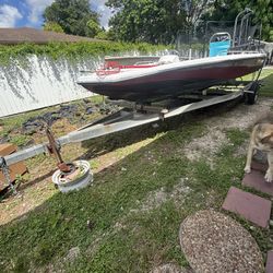 17” Boat With Trailer And Engine