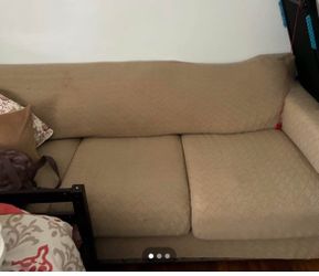 Beige Fabric Two-Seat Sofa with texture cover