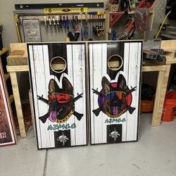 Custom Wrapped Cornhole Boards With Carrying Handle