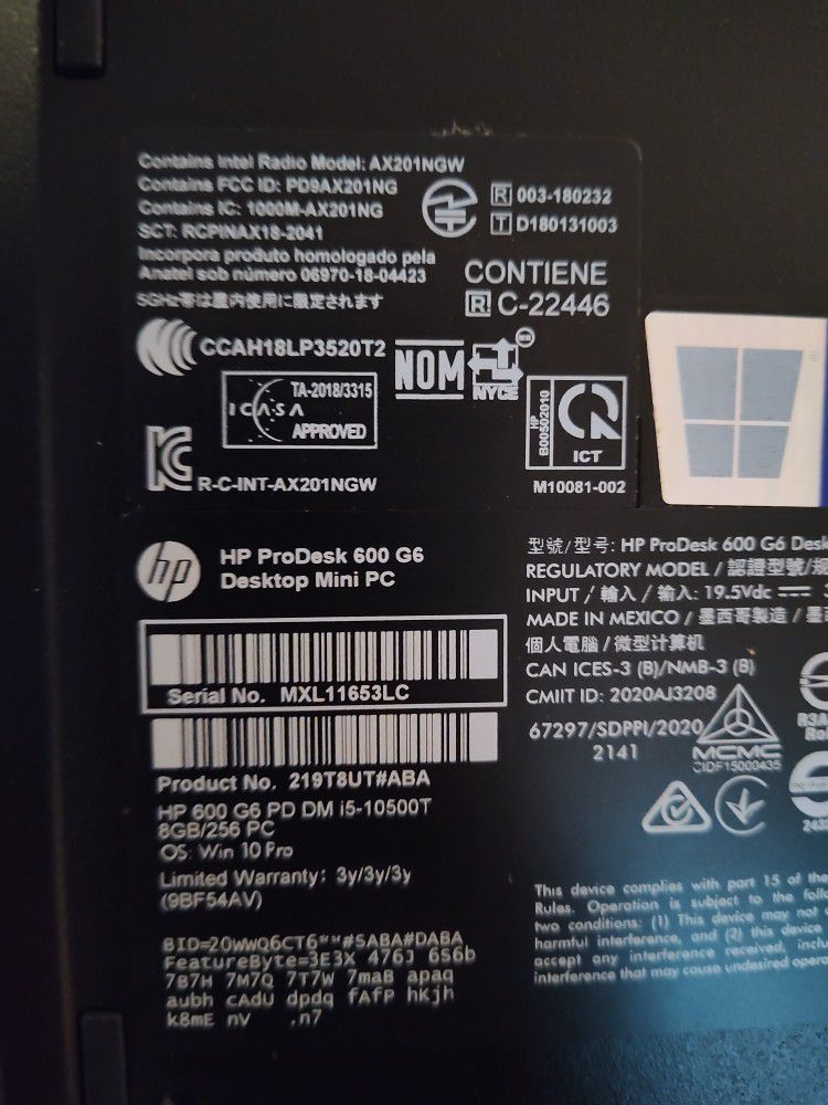 HP Prodesk 600 G6 Desktop Mini Pc (New)