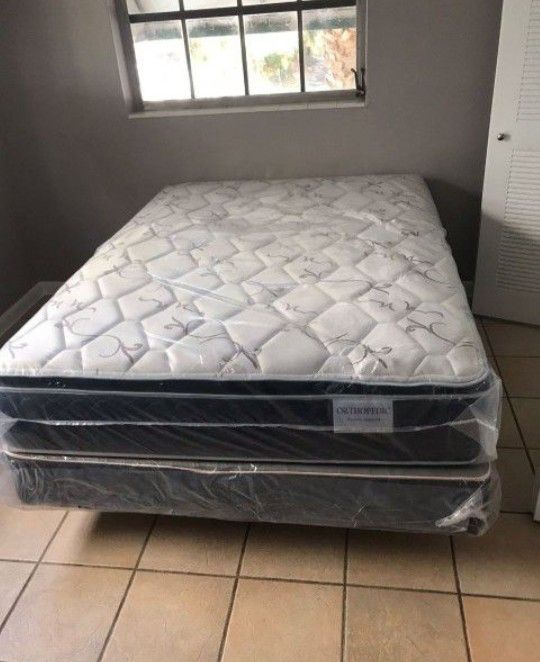 Queen Size Mattress Pillow Top With Boxspring Set New Mattress For Sale Bedroom Furniture 