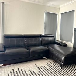 Faux Leather Sofa L Couch