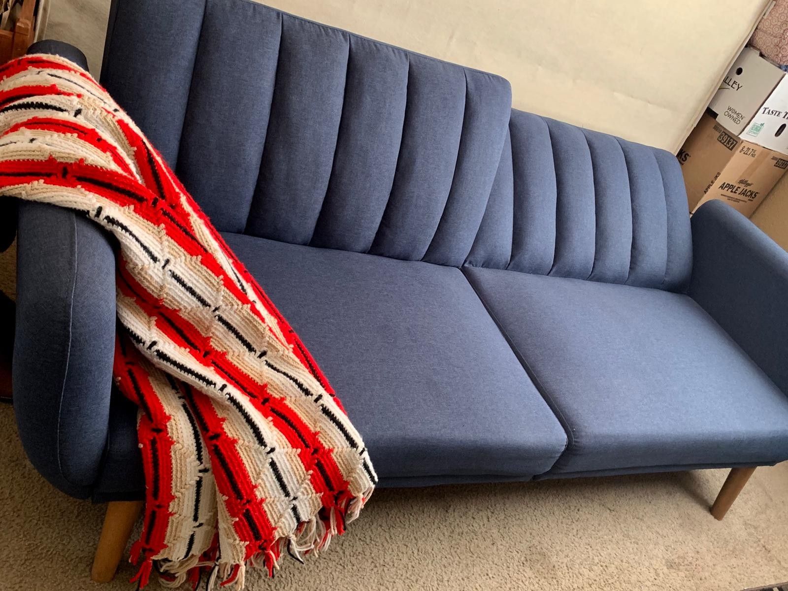 Futon sofa navy blue.