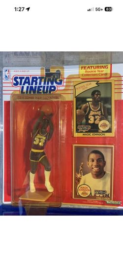 Earvin Magic Johnson LA LAKERS starting line up hobby figure toy W Rookie Card