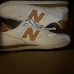 New Balance 574 – Size 11.5 | White/Tan Leather
