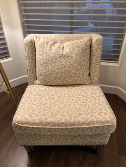 Leopard Print Accent Chair with Throw Pillow