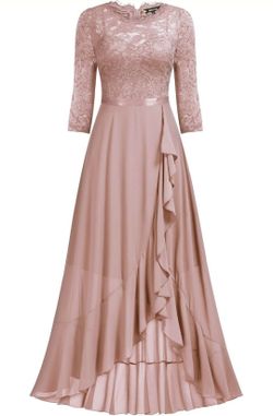 Miusol Women's Elegant Floral Lace Ruffle Maxi Dress
