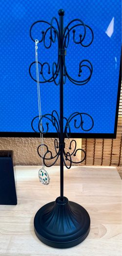 Ornate black metal Jewelry Stand